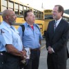 Dr. Murphy talks with bus drivers Dr. Murphy talks with bus drivers