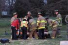 A car veered off the road and flipped over in Rosslyn during the evening rush hour