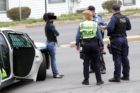 Police investigate a hit-and-run accident on George Mason Drive
