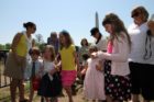 Students from Glebe Elementary School arrive at the 2011 White House Easter Egg Roll