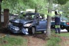 An SUV and a tractor trailer ran off the road near the intersection of Route 50 and S. Manchester Street