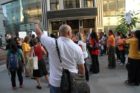 Pro-immigrant demonstrators march to a rally in Courthouse