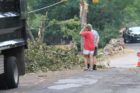Destruction caused by a "macroburst" storm that hit parts of North Arlington on July 3, 2011