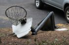 Destruction caused by a "macroburst" storm that hit parts of North Arlington on July 3, 2011