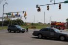 The traffic light at Army Navy Drive and S. Hayes Street is dark due to an accident
