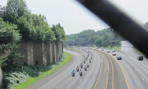 A 9/11 memorial motorcycle ride makes its way down I-66 (photo courtesy edobson22207)
