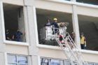 Firefighters and paramedics rescue an injured construction worker in Ballston