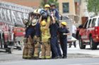Firefighters and paramedics rescue an injured construction worker in Ballston