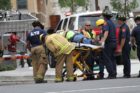Firefighters and paramedics rescue an injured construction worker in Ballston