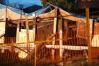 A retaining wall partially collapsed at an apartment construction site in Rosslyn