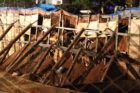 A retaining wall partially collapsed at an apartment construction site in Rosslyn