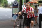 Arlington County employee Ken Matthews and his 1891 Columbia Light Roadster bicycle
