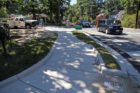 Extended curbing at the intersection of Oakcrest Road and Arlington Ridge Road