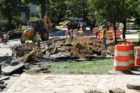 Pedestrian safety improvements under construction on Arlington Ridge Road