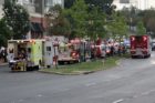 Firefighters battled a blaze on the 4th floor of the Pentagon Row apartments Thursday evening