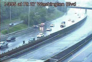 Rainy accident on I-395 at Washington Boulevard (file photo)