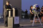 "Arlington, Virginia" wreath in the shadows of the Air Force Memorial