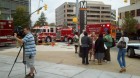 Emergency responders on the scene of a person struck by a train at the Clarendon Metro station
