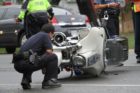 An ACPD motorcycle officer was hurt in a wreck on Route 50