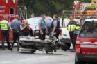 An ACPD motorcycle officer was hurt in a wreck on Route 50