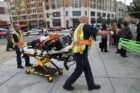 Emergency responders at the Clarendon Metro station after a person was hit by a train