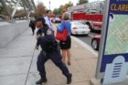Emergency responders at the Clarendon Metro station after a person was hit by a train