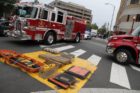 Emergency responders at the Clarendon Metro station after a person was hit by a train