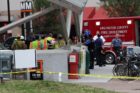 Emergency responders at the Clarendon Metro station after a person was hit by a train
