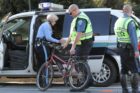A bicyclist was struck by a car at the intersection of Washington Blvd and N. Quincy Street