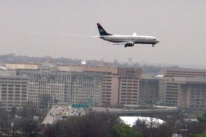 US Airways jetliner on approach to Reagan National Airport