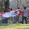 Sign spinners practicing near Columbia Pike
