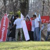 Sign spinners practicing near Columbia Pike