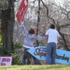 Sign spinners practicing near Columbia Pike