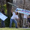Sign spinners practicing near Columbia Pike