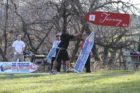 Sign spinners practicing near Columbia Pike