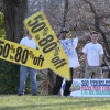 Sign spinners practicing near Columbia Pike