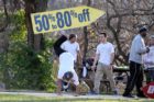 Sign spinners practicing near Columbia Pike