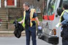 A cyclist was struck by a Metrobus on S. Glebe Road Tuesday morning
