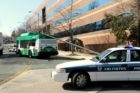 Light pole falls on ART bus