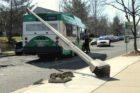 Light pole falls on ART bus