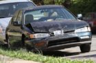 A car crashed into the front porch of an apartment building in the Columbia Heights West neighborhood