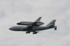 Space shuttle Discovery flies over Rosslyn