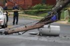Downed power pole and transformer on N. Taylor St.