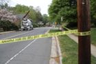 A cement truck backed into two utility poles on 16th Street N.