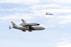 Space shuttle Discovery, as seen from the Air Force Memorial