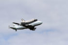 Space shuttle Discovery, as seen from the Air Force Memorial