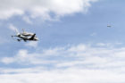 Space shuttle Discovery, as seen from the Air Force Memorial