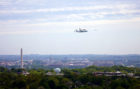 Space shuttle Discovery as seen from a Ballston rooftop (photo courtesy John Lankau)