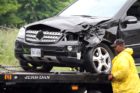 A tractor trailer lost its wheels on S. Glebe Road Monday morning