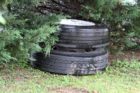 A tractor trailer lost its wheels on S. Glebe Road Monday morning
